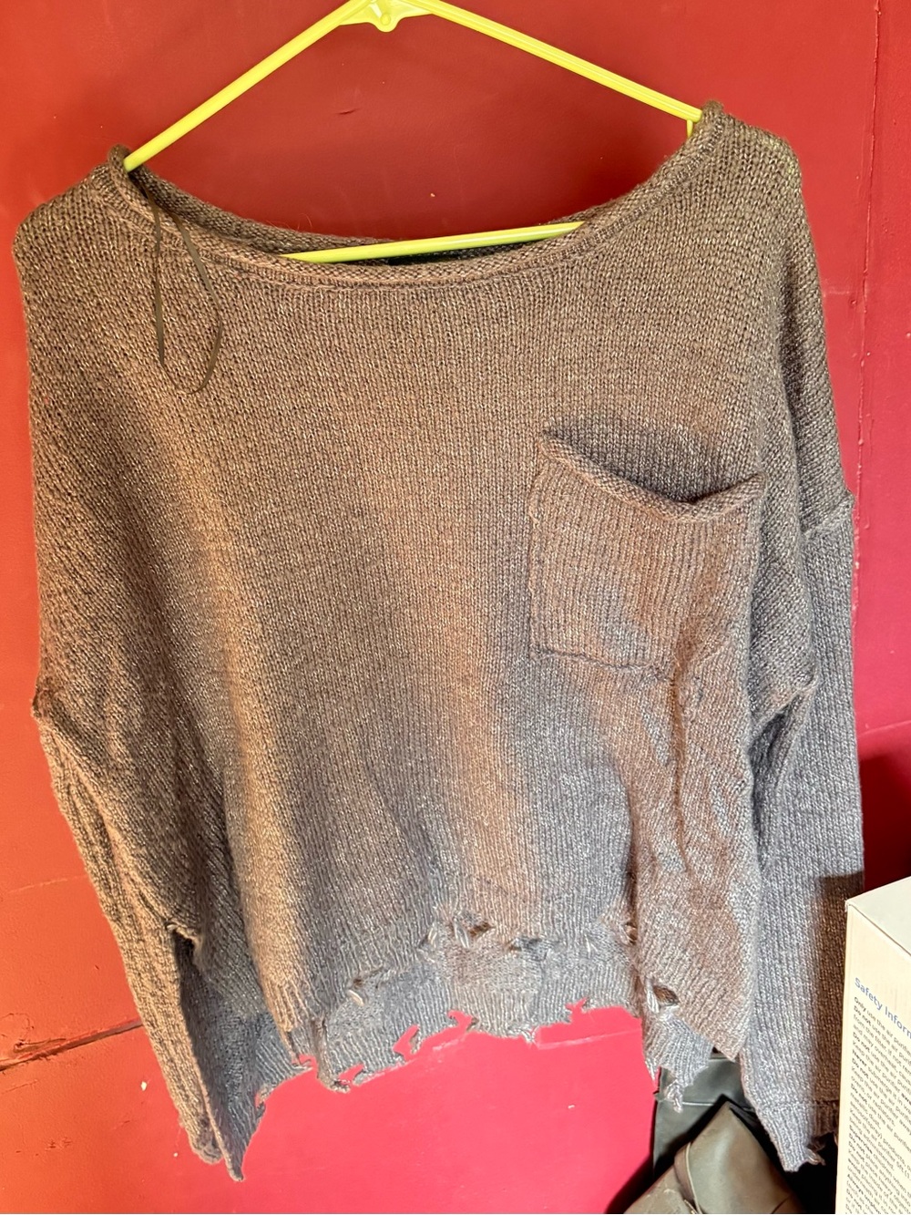 Rue21 Distressed Scoop Neck Sweater - Gray